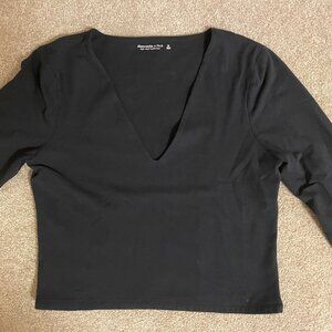 Abercrombie Soft AF Black Deep V Top